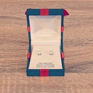 White Sapphire Sterling Silver Earrings NIB